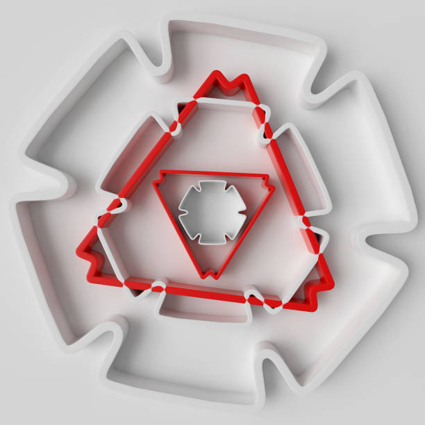 3d rendering abstract background with repeat of deformed geometry shapes. Center oriented composition. 3d illustration.