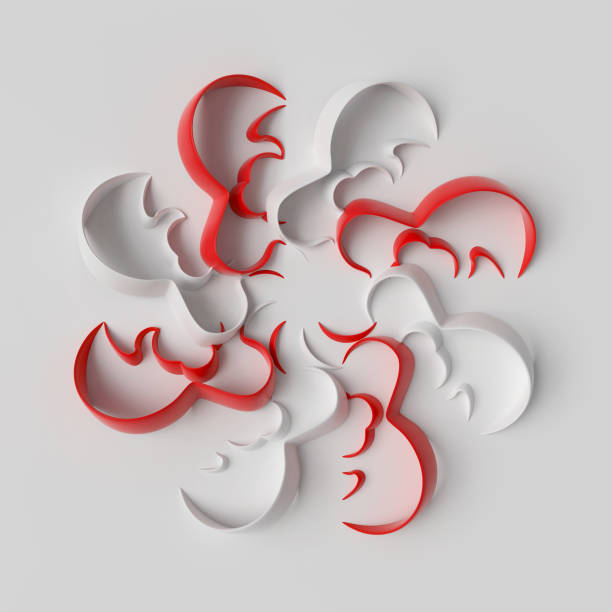 3d rendering abstract background with repeat of deformed geometry shapes. Center oriented composition. 3d illustration.