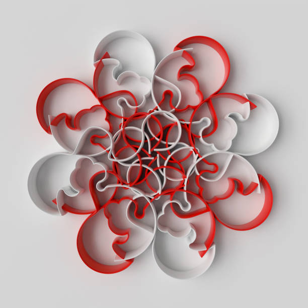 3d rendering abstract background with repeat of deformed geometry shapes. Center oriented composition. 3d illustration.
