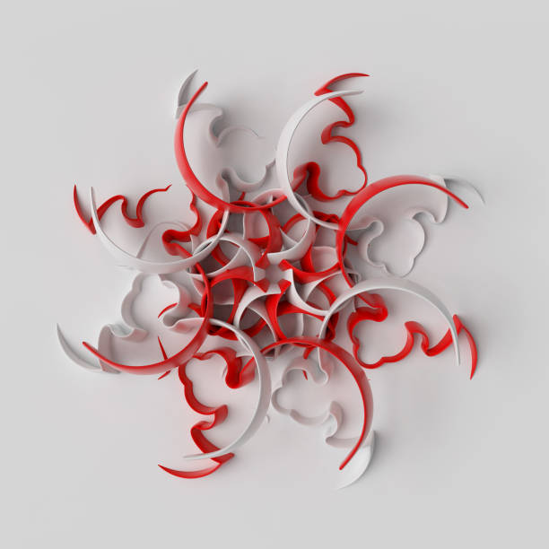 3d rendering abstract background with repeat of deformed geometry shapes. Center oriented composition. 3d illustration.