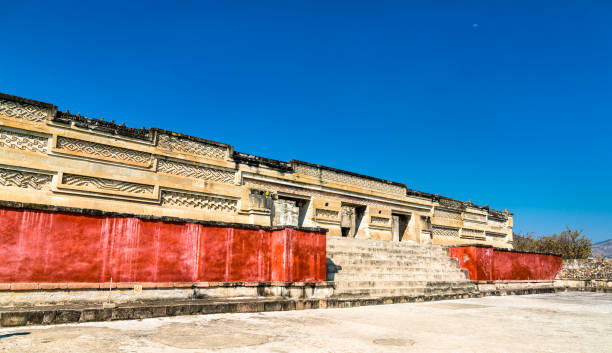 멕시코 오악사카의 미슬라 고고학 유적지 - stone architecture and buildings monument temple 뉴스 사진 이미지