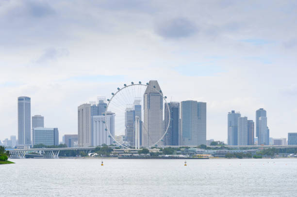 istock Singapore cityscape river ferris wheel 1181629853