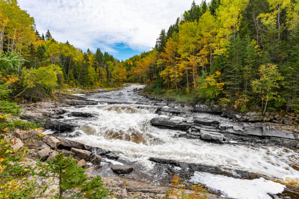 Scenic autumn overlook on St. Louis river watershed from Oldenburg Point, at Jay Cooke State Park, northern Minnesota.
