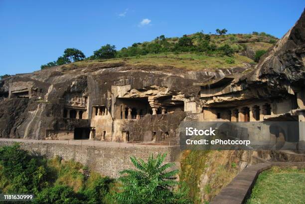 Jaina Caves 30 To 34 At The Northern End Ellora Caves Aurangabad Maharashtra India The Caves Are Datable From Circa 6th 7th Century Ad To 11th 12th Century Ad In Total There Are Nearly 100 Caves In The Hill Range Out Of Which 34 Caves Are Stock Photo - Download Image Now