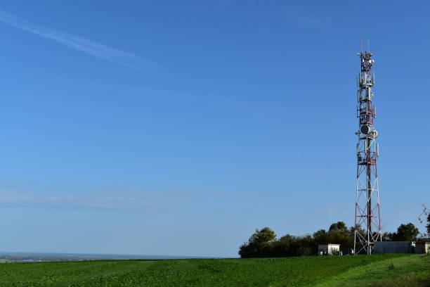 istock Telecommunication tower with radio antennas in a green environment. 1181631917