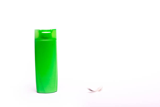 Baby oil or shampoo bottle isolated on white background. Healthcare and business concept