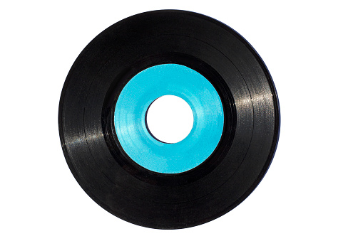 Old retro vinyl record isolated on white background