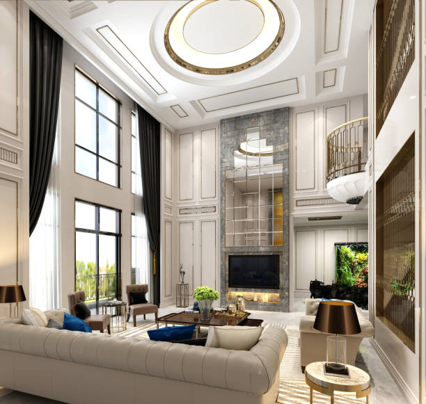 istock 3d render  classic home interior living and dining room 1181633411