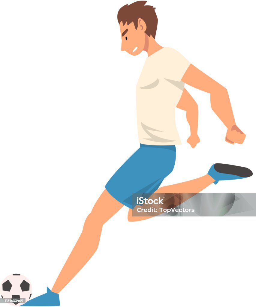 Cầu Thủ Bóng Đá Trong Đồng Phục Thể Thao Đá Bóng Side View Nhân ...