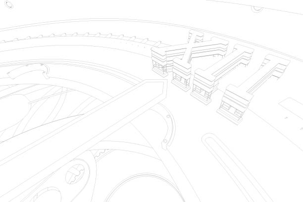 istock Abstaract 3d rendering outline lines of watches. 1181634857