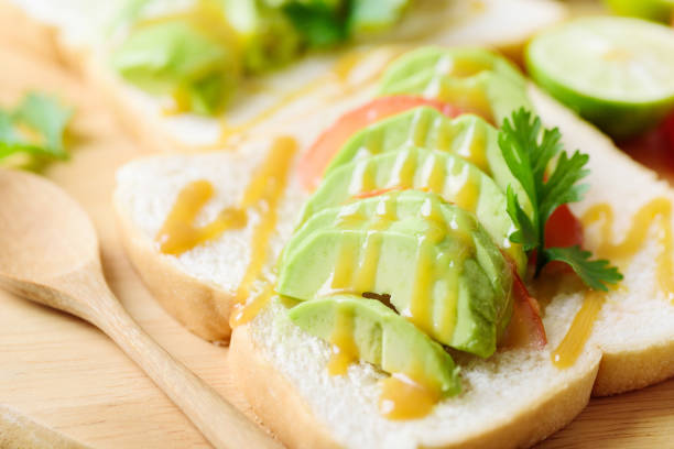 Bread with slice avocado