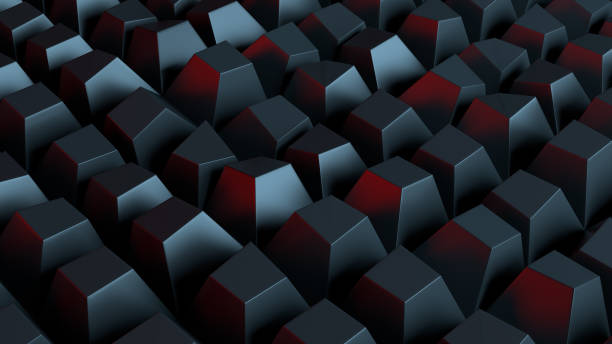 istock 3d rendered background with extrude of primitives on randomly displacement plate. 1181636341