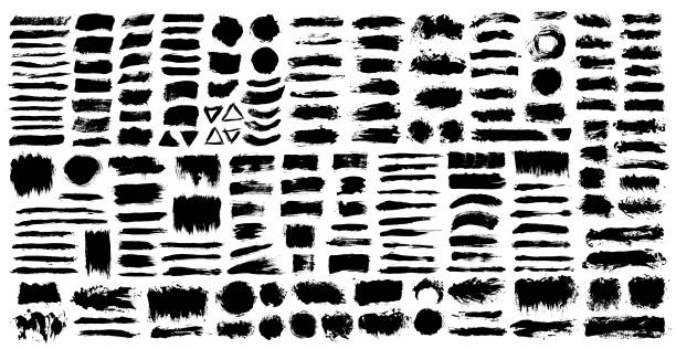 Brush strokes. Vector paintbrush set. Grunge design elements Brush strokes bundle. Vector paintbrushes set. Grunge design elements. Rectangle and round text boxes or speech bubbles. Dirty distress texture banners. Ink splatters. Grungy painted speech bubbles. pets stock illustrations