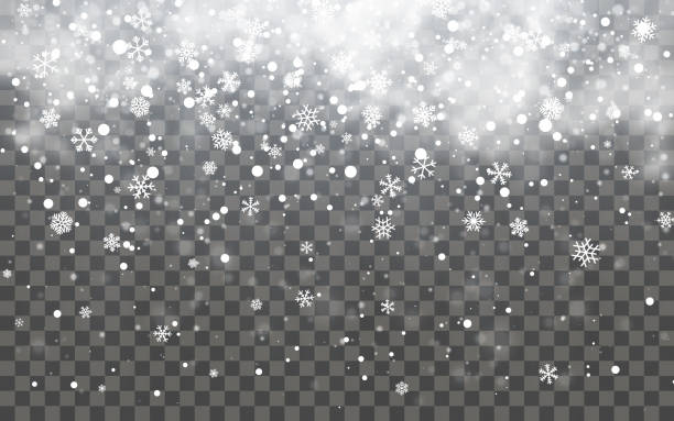 透明な背景に雪と雲を持つ雪。降雪効果。クリスマスの雪降雪。ベクトルイラスト - christmas snow frame snowflake点のイラスト素材／クリップアート素材／マンガ素材／アイコン素材