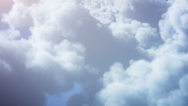 4k Flying Over Fluffy Clouds Background - Loopable - Sunny, Bright, Sky