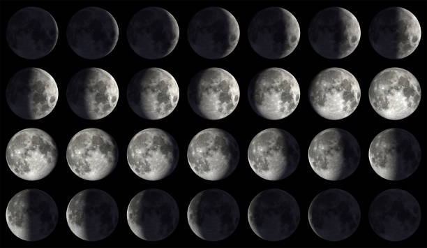 Moon Phases (17K) Gigapixel (167MP) moon calendar. apollo 11 stock pictures, royalty-free photos & images