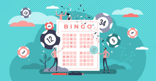 ilustrações de stock, clip art, desenhos animados e ícones de lottery vector illustration. flat tiny bingo game win luck persons concept. - luck