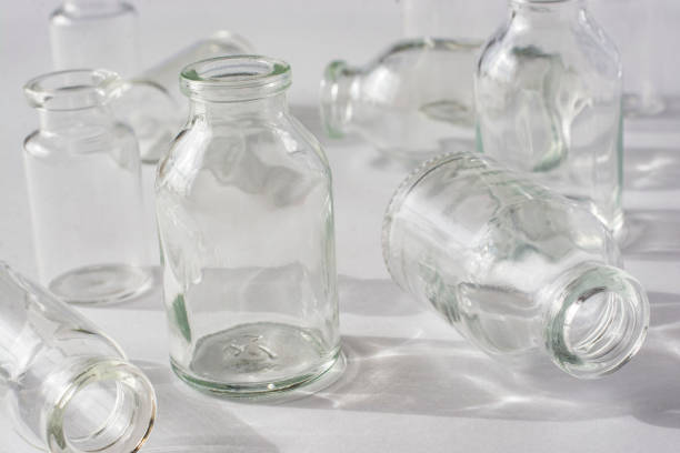istock Empty glass medical vials closeup. 1181642645