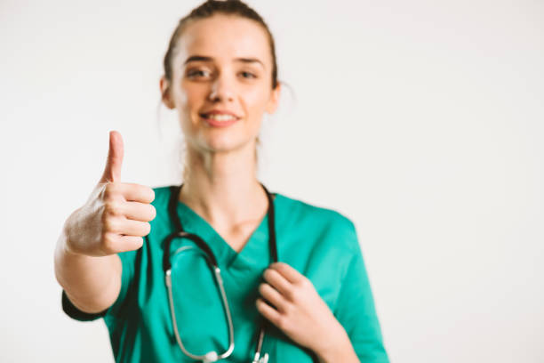 istock Cheerful doctor on white background 1181643637