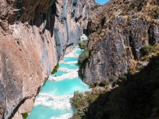Turquoise Waters of Millpu in Ayacucho Peru stock photo