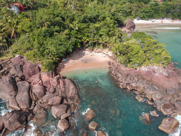 Aerial view of a Tropical beach in Brazil stock photo