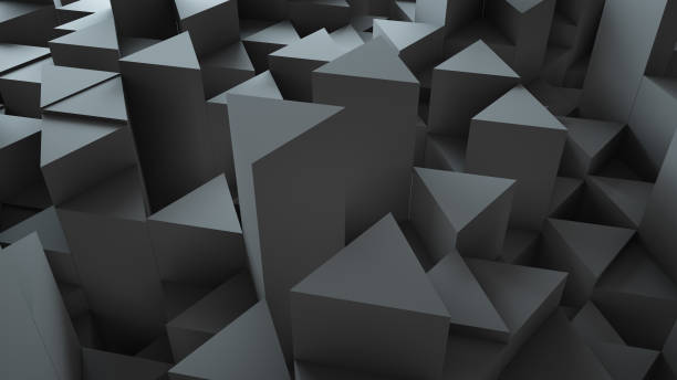 istock 3d render abstract background. Geometry shapes that goes up and down. 1181650324