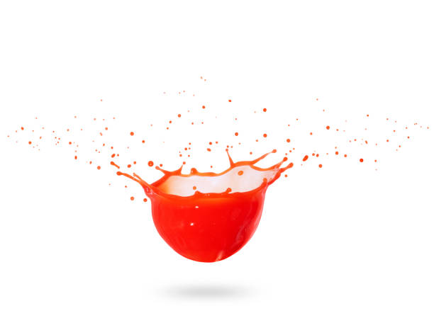 istock Splashes of fresh red juice isolated on white background 1181650487
