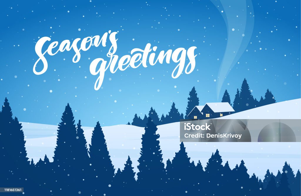 Ilustración de Paisaje Navideño Nevado De Invierno Con Casa De Dibujos Animados Y Letras Manuscritas De Los Saludos De Temporada y más Vectores Libres de Derechos de Humo - iStock Ilustración de Paisaje Navideño Nevado De Invierno Con Casa De Dibujos Animados Y Letras Manuscritas De Los Saludos De Temporada y más Vectores Libres de Derechos de Humo - iStock