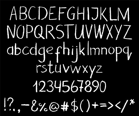 White Script Writing White Chalk Script On Black Background Trendy Chalkboard Handwriting ...