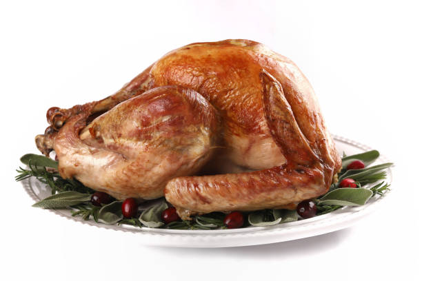 istock Roast turkey isolated on white background, shallow focus 1181653367