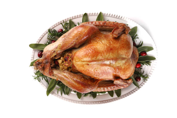 istock Roast turkey isolated on white background, shallow focus 1181653393