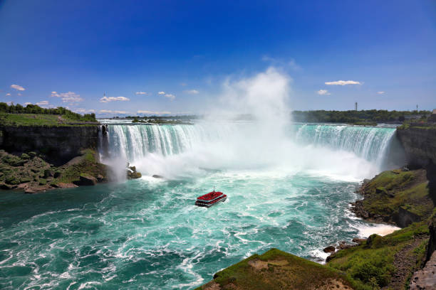 istock Tourists observing Niagara Falls from the boat 1181654335