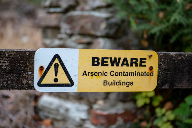 istock Arsenic warning sign on a gate 1181654413