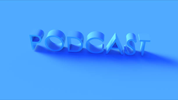 istock Bright Blue 3d Podcast Sign 1181655544
