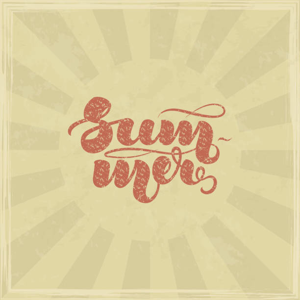 istock Hand lettering Summer on vintage background with sun burst and texture for posters, cards and more. 1181657506