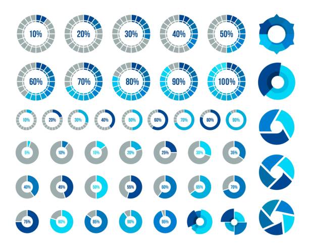 ilustrações de stock, clip art, desenhos animados e ícones de pie charts elements - 50 percent