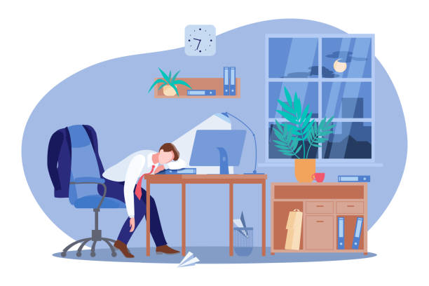 Tired Man Sleeping At The Desk In Office Vector Flat Cartoon Illustration Workaholic Work Stress And Fatigue Concept Stock Illustration - Download Image Now - iStock Tired Man Sleeping At The Desk In Office Vector Flat Cartoon Illustration Workaholic Work Stress And Fatigue Concept Stock Illustration - Download Image Now - iStock