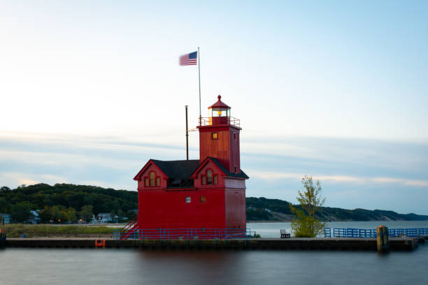 istock Big Red Lighthouse as the sun rises. 1181660731