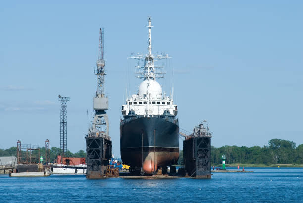istock Big ship in Baltiysk dry dock 1181664774