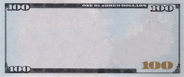 빈 중간 영역이 있는 미국 100달러 국경 - 100 달러 지폐 뉴스 사진 이미지