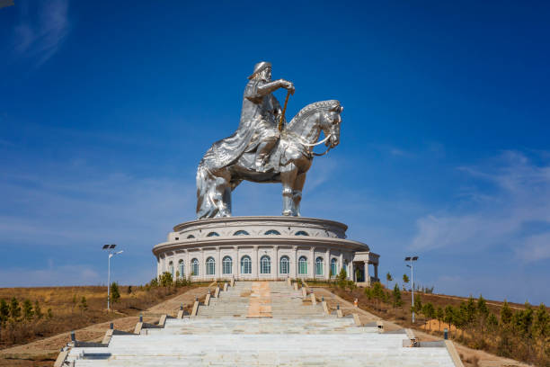 Genghis Khan Statue Complex near Tsonjin Boldog. Mongolia Tov province, Mongolia - September 27.2019: the great Genghis Khan monument in Tov province of mongolia, along the way at the East Highway to Dadal, the birthplace of genghis khan named animal stock pictures, royalty-free photos & images