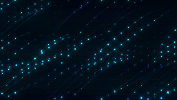 istock Twinkling flashing dots in dark space. Abstract black background. 1181671024