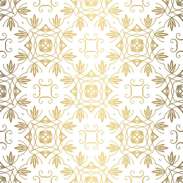 Vector illustration of Golden background. Luxury seamless pattern elegant design