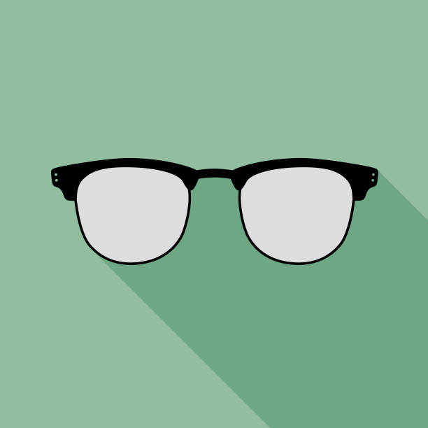 Teal Eyeglasses Icon 7 Vector illustration of eyeglasses with shadow on a teal green background. thick rimmed spectacles stock illustrations