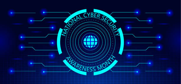 national cyber security awareness month ncsam obserwuje się w październiku w usa. - data network security information medium symbol stock illustrations