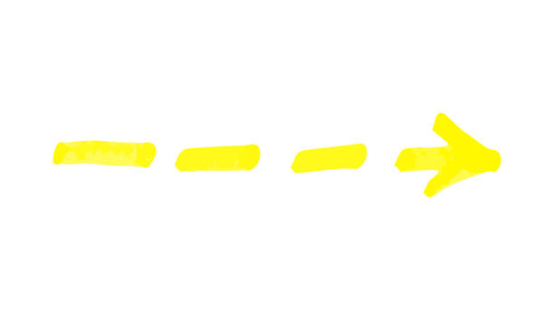 illustrations, cliparts, dessins animés et icônes de main de flèche pointée tirée avec le marqueur permanent jaune - felt tipped