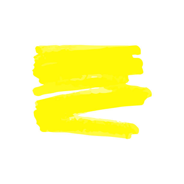 żółta plama lub znak ze znacznika lub zakreślacza, pióra lub pędzla. - highlighter felt tip pen yellow pen stock illustrations