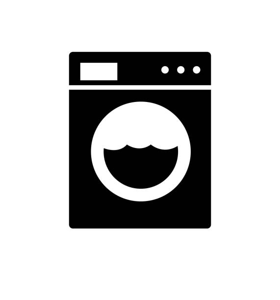 ilustraciones, imágenes clip art, dibujos animados e iconos de stock de electrodomésticos de icono de lavadora símbolo plano aislado - clothes washer isolated clothing major