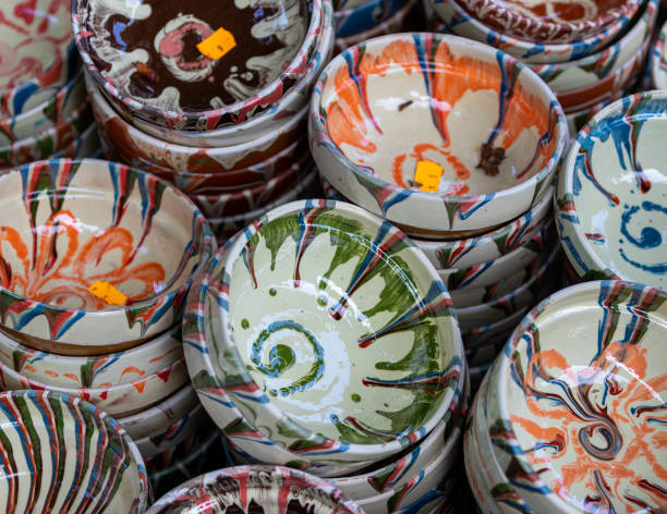 istock Ceramic pottery exhibition. Traditional craft products 1181681571