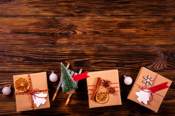 istock Textured background with christmas themed items in flat lay composition. 1181683162